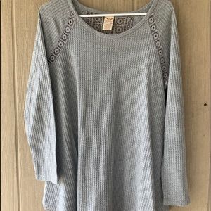 Faded Glory LongSleeve Tunic Lace Detail SzL 12/14